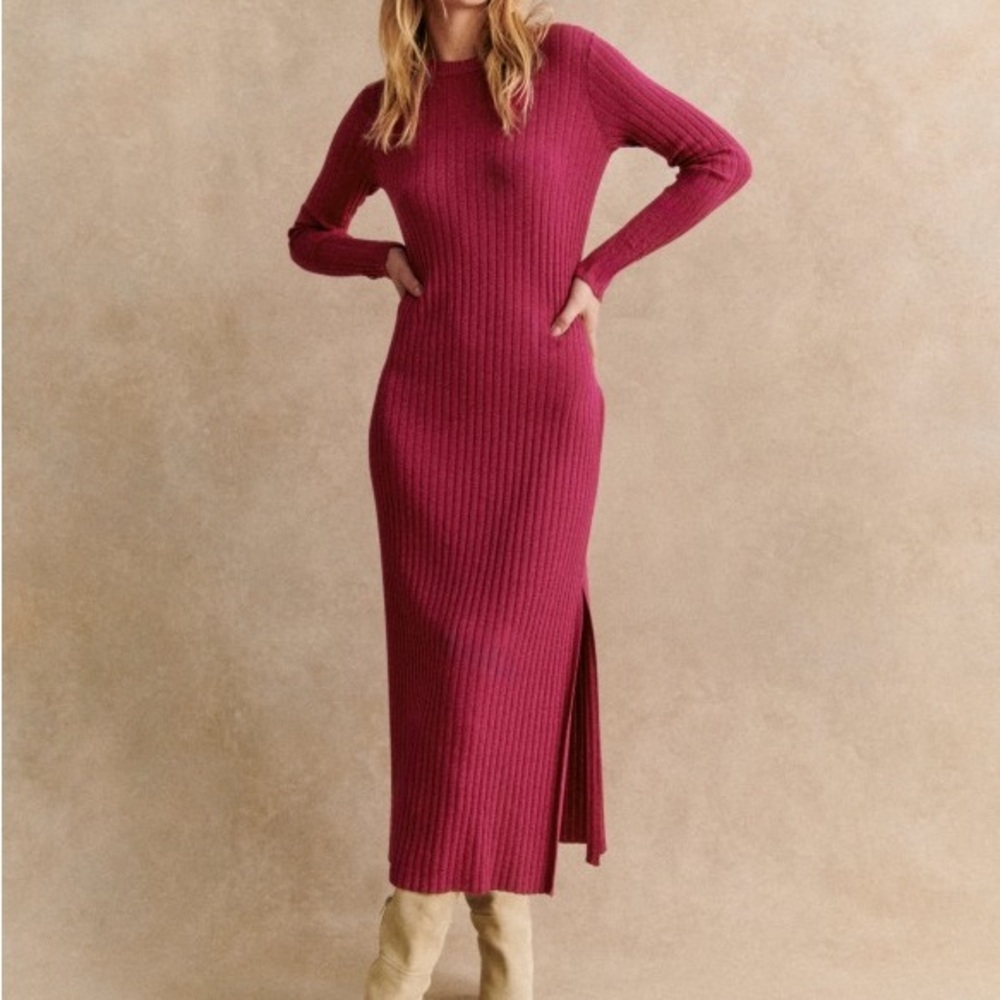 Sezane Fuchsia Long-sleeved Catarina dress small